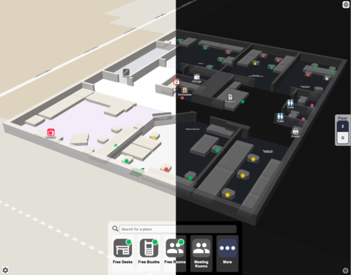 Pilot Road indoor maps with dark theme